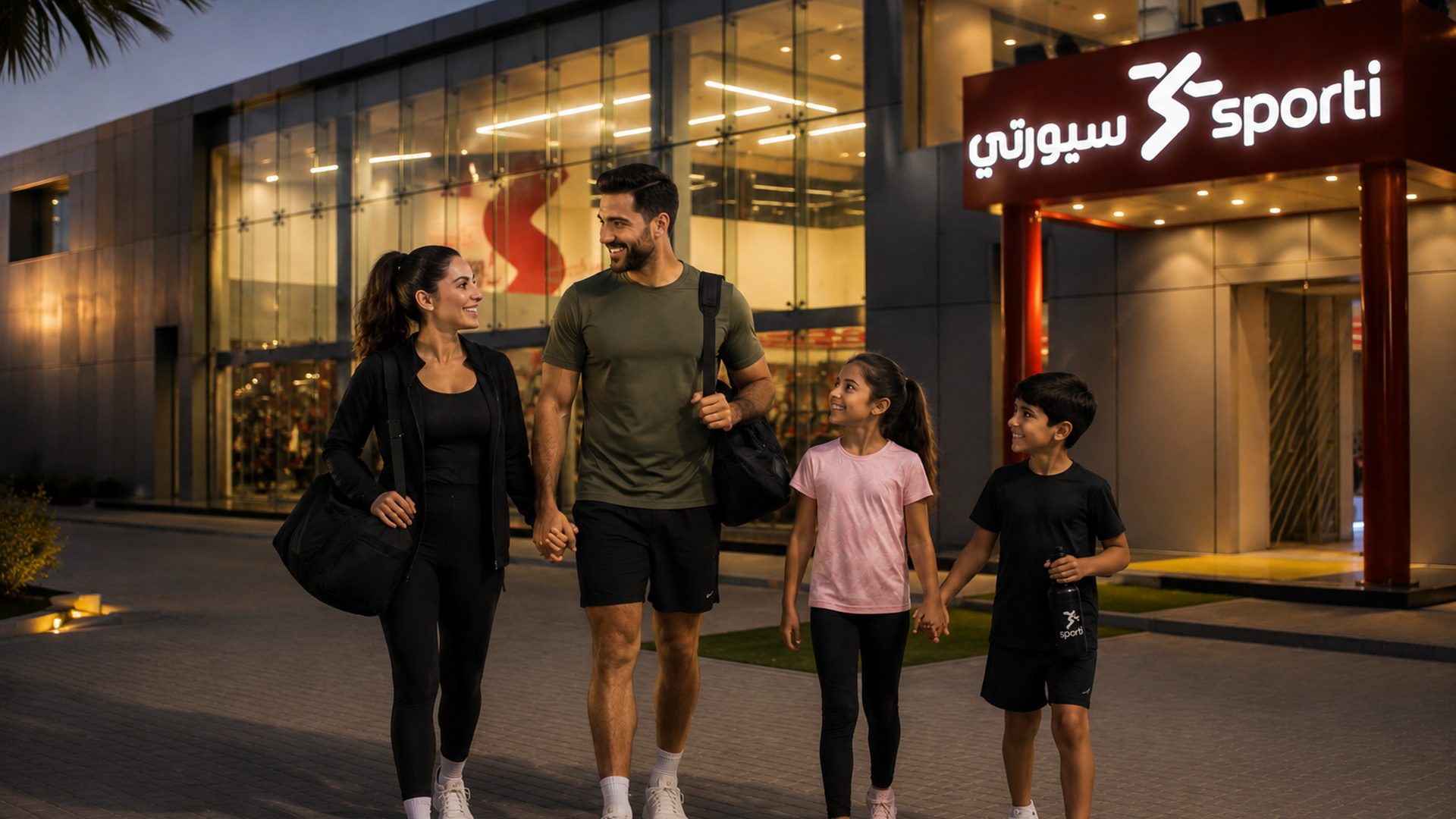 A family arriving at the Sporti complex in Al Khobar